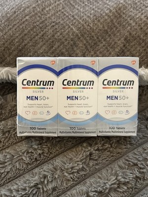 3X Centrum Silver Men 50 Plus MultiVitamin/Multimineral - 100 Tablets EXP 04/27