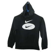NIKE Boy's Size Medium Black Hoodie Athletic Graphic Logo Hooded Sweatshirt