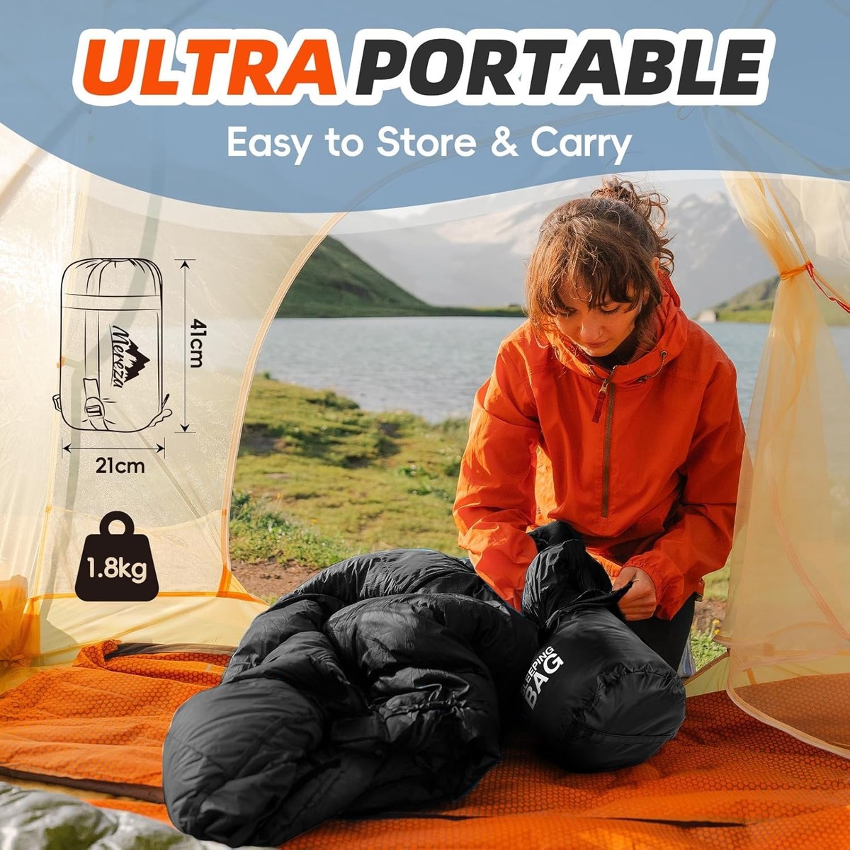 MEREZA Sleeping Bag XL for Adults Cold Weather Mens Large X-Large, Black Amazon.com : MEREZA Double Sleeping Bag for Adults Mens with  main image 4