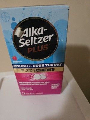 Alka Seltzer Plus Cough & Sore Throat Raspberry Flavor 24 Ct EXP 4/26 SEALED NEW