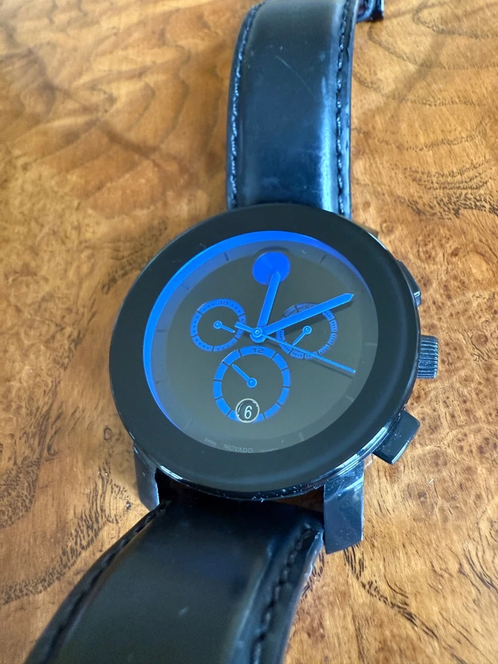 Movado Bold Black/Blue Watch with Chronograph Swiss Made  - Image 3 of 4