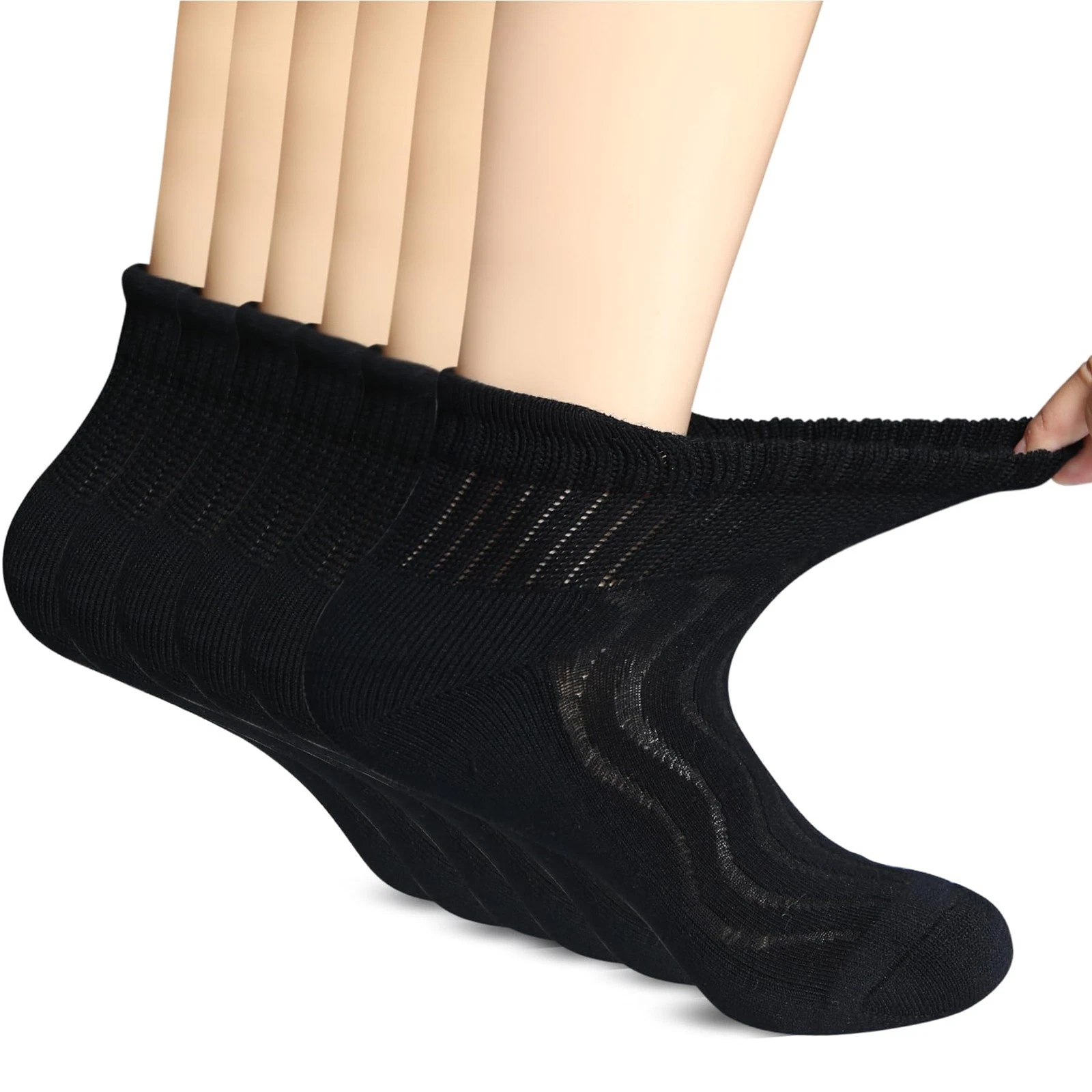 +MD Bamboo Viscose Ankle Diabetic Socks for Men & Women, 6 Pairs, Soft Cushio...