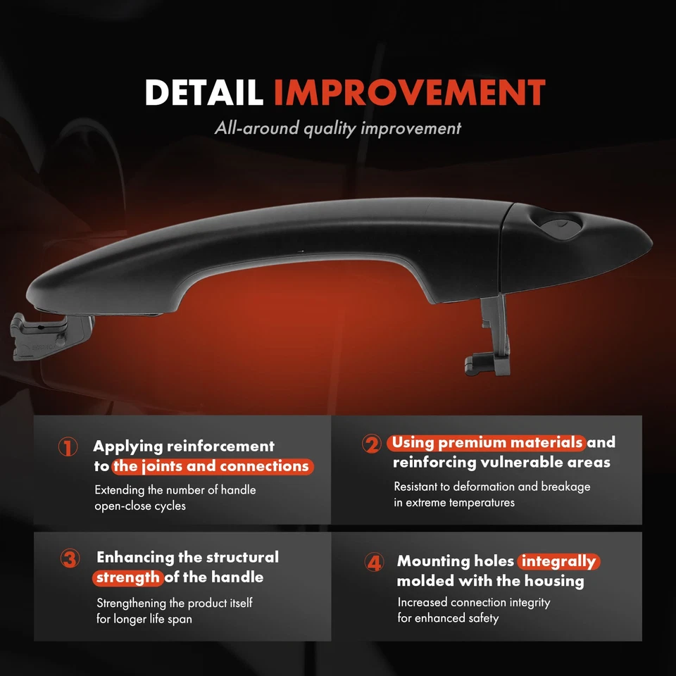 Front Left Exterior Door Handle w/ Key Hole for Hyundai Sonata 2015 2016-2019 - Image 3 of 4