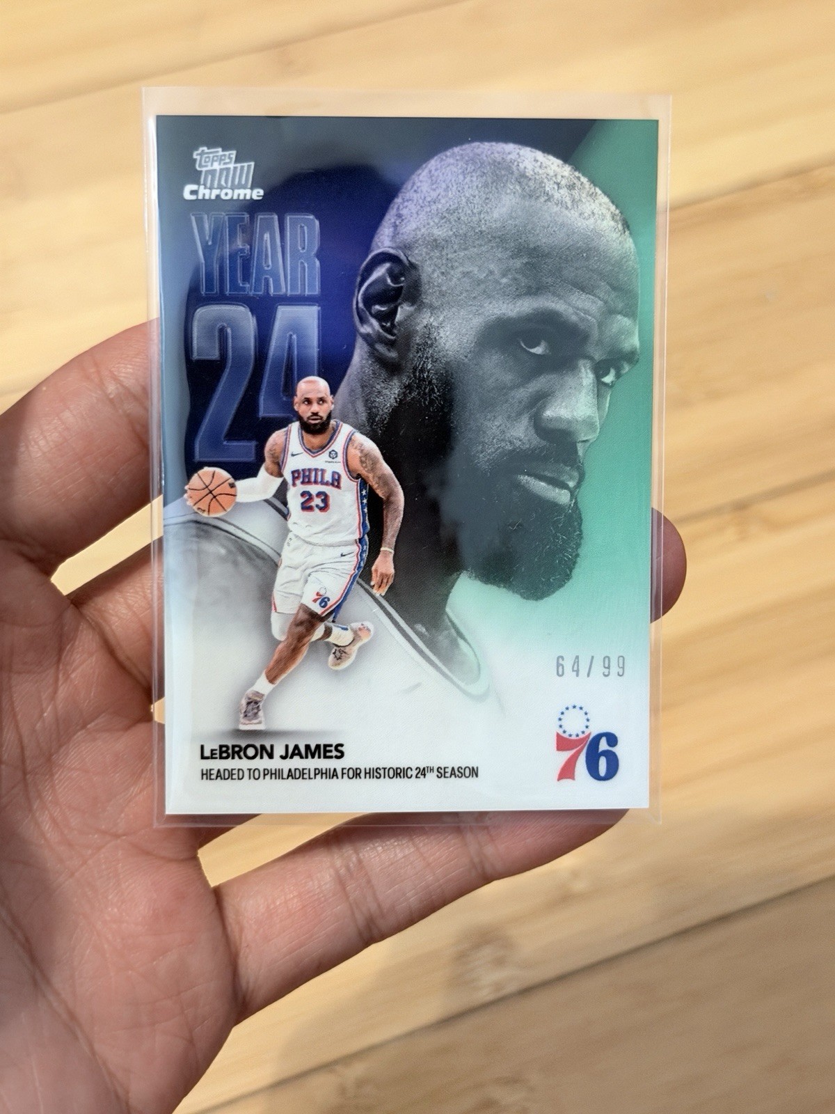 2026 Topps Now Chrome LeBron James Os3 OS03 Year 24 Green /99 Philadelphia 76ers