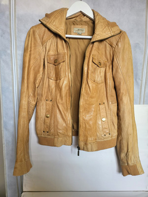 Bershka Vintage Brown Genuine Sheep Leather Biker Jacket Size M | eBay
