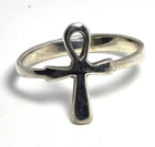 Ankh Key of Life Egyptian Revival vintage solid sterling silver ring size 7