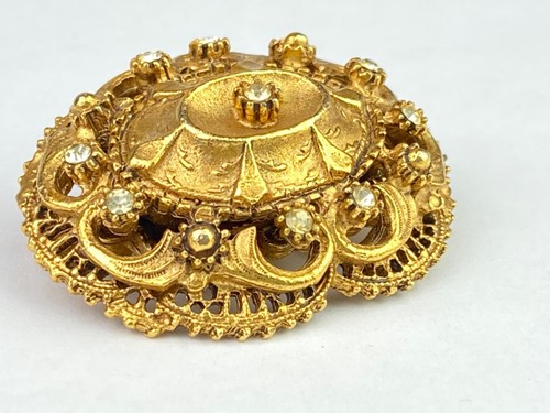 FLORENZA DAMILLE Vintage Gold Tone Oval Pin Brooch Magnet - Picture 5 of 10