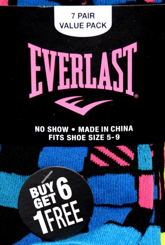 Everlast Women’s No Show Athletics Neon Ankle Socks - Pack of 7 - New - Picture 4 of 4