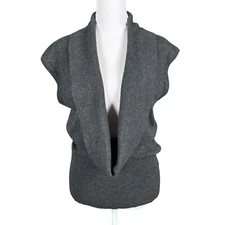 Vertigo Paris L Wool Angora Blend L Gray Deep V-Neck Cowl Neck Knit Sweater Top