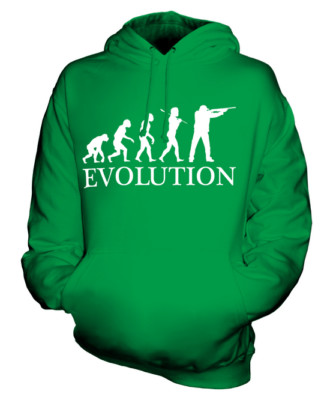 CLAY PIGEON SHOOTING EVOLUTION OF MAN UNISEX KAPUZENPULLOVER HERREN DAMEN GESCHENK