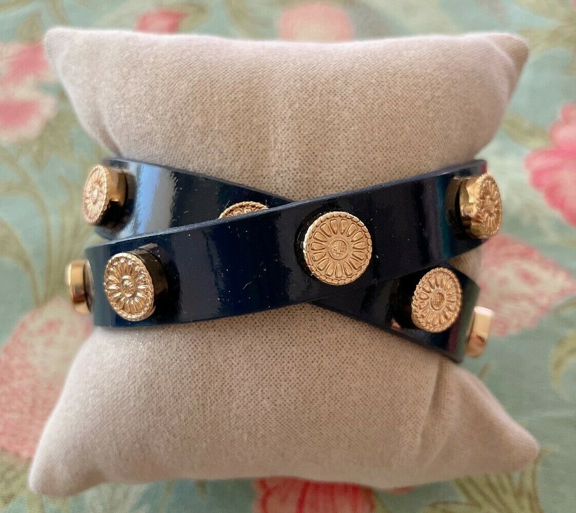 Tory Burch Flower Deco Logo Stud Leather Bracelet, Pink or