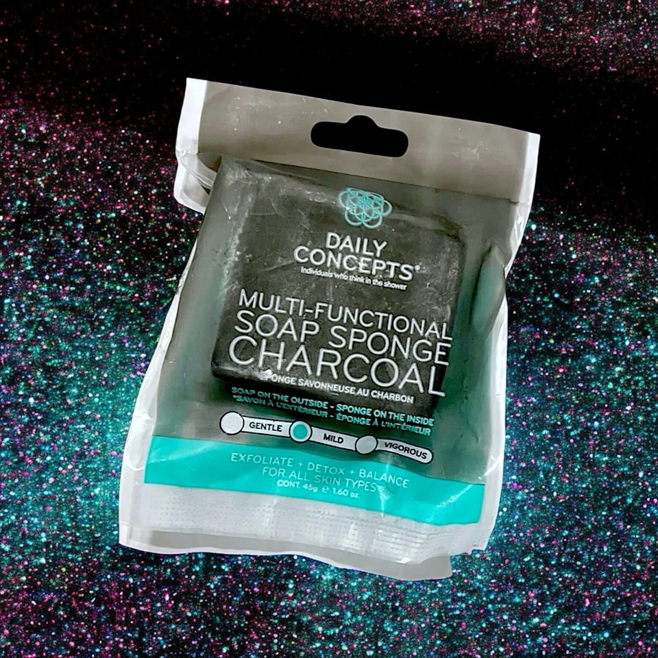 Daily Concepts CHARCOAL Multi-Functional Soap Sponge 1.6 oz New In Package - Image 3 of 4