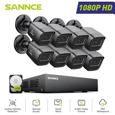 SANNCE 5IN1 8CH DVR 1080P CCTV Security Camera System Outdoor AI Human Detection