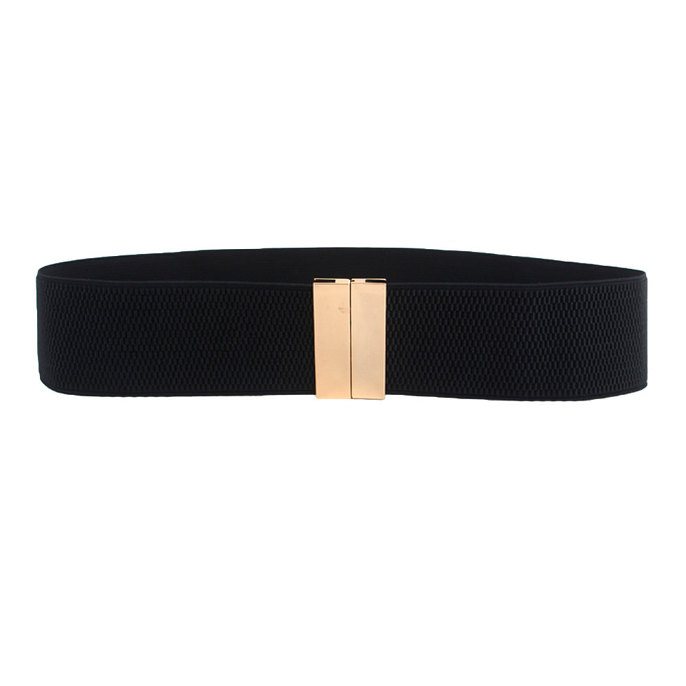 Women Lady Plain Silver Gold Buckle Stretch Belt Elastic Corset Waistband LL061
