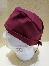 Solid Burgundy Men's Skull/Chemo Surgical Scrub Hat/Cap Handmade