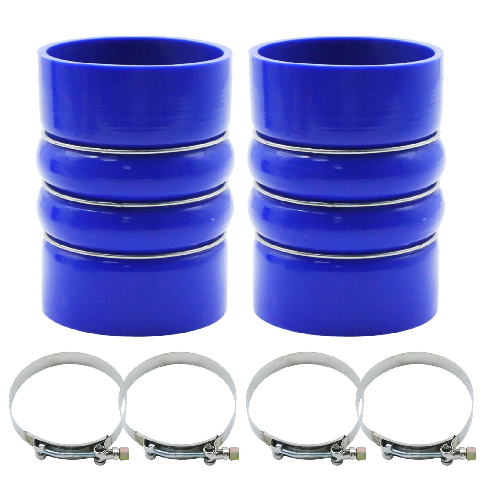 2Pcs Blue 4 Inch Intercooler Hose Charge Air Cooler Boot with T Bolt Clamps