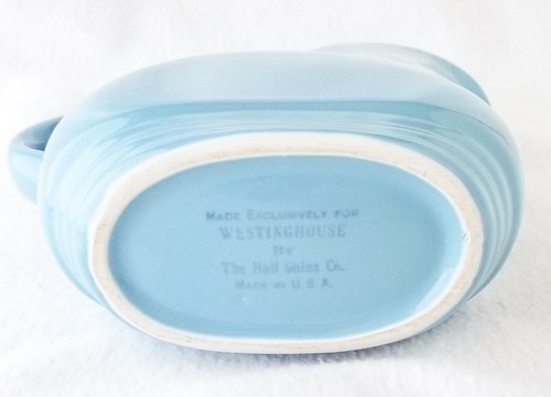 Westinghouse Pitcher 6 1/2" Hall China MCM Blue & Yellow No Lid - Picture 4 of 8