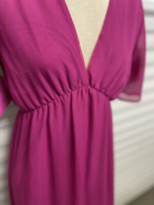 pink blush brand dress Pink Blush Brand Womens Maternity Maxi Dress Magenta Pink V Neck Womens  size S