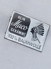 3 Vintage Stofftaschent&uuml;cher rein Maco gek&auml;mmt 100% Baumwolle wei&szlig; 50er 60er