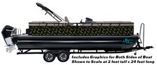 Watercolor Green Leaves Black Graphic Wrap Decal Vinyl Fishing Bass Pontoon Boat