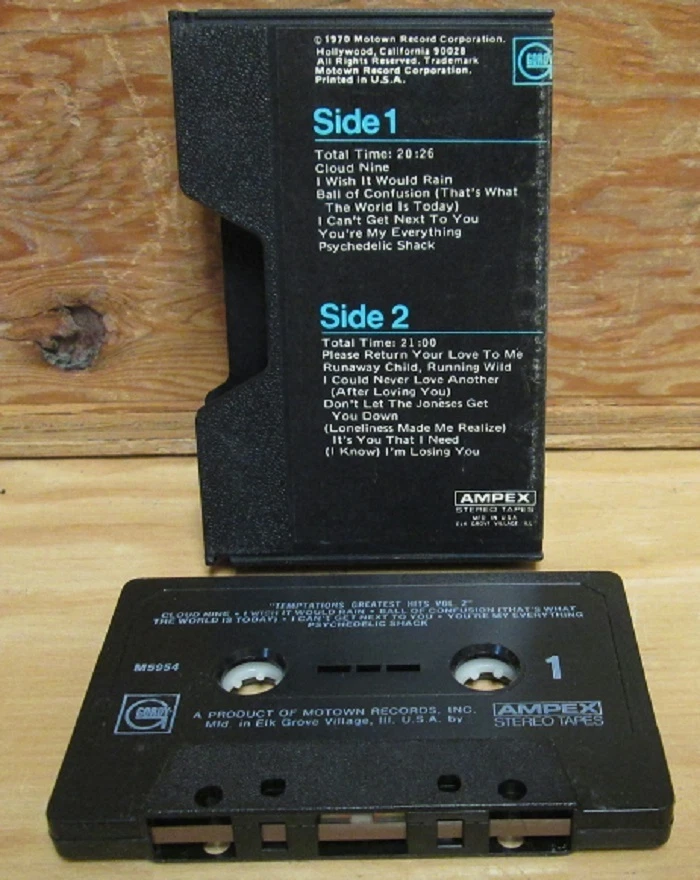 TEMPTATIONS GREATEST HITS VOL.2 CASSETTE GORDY TAPE MOTOWN PSYCH SOUL AMPEX   - Image 2 of 2