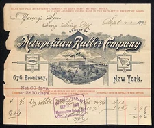 Metropolitan Rubber Co. Broadway NYC 1893 Billhead Townsend Young Sing Sing (#4)