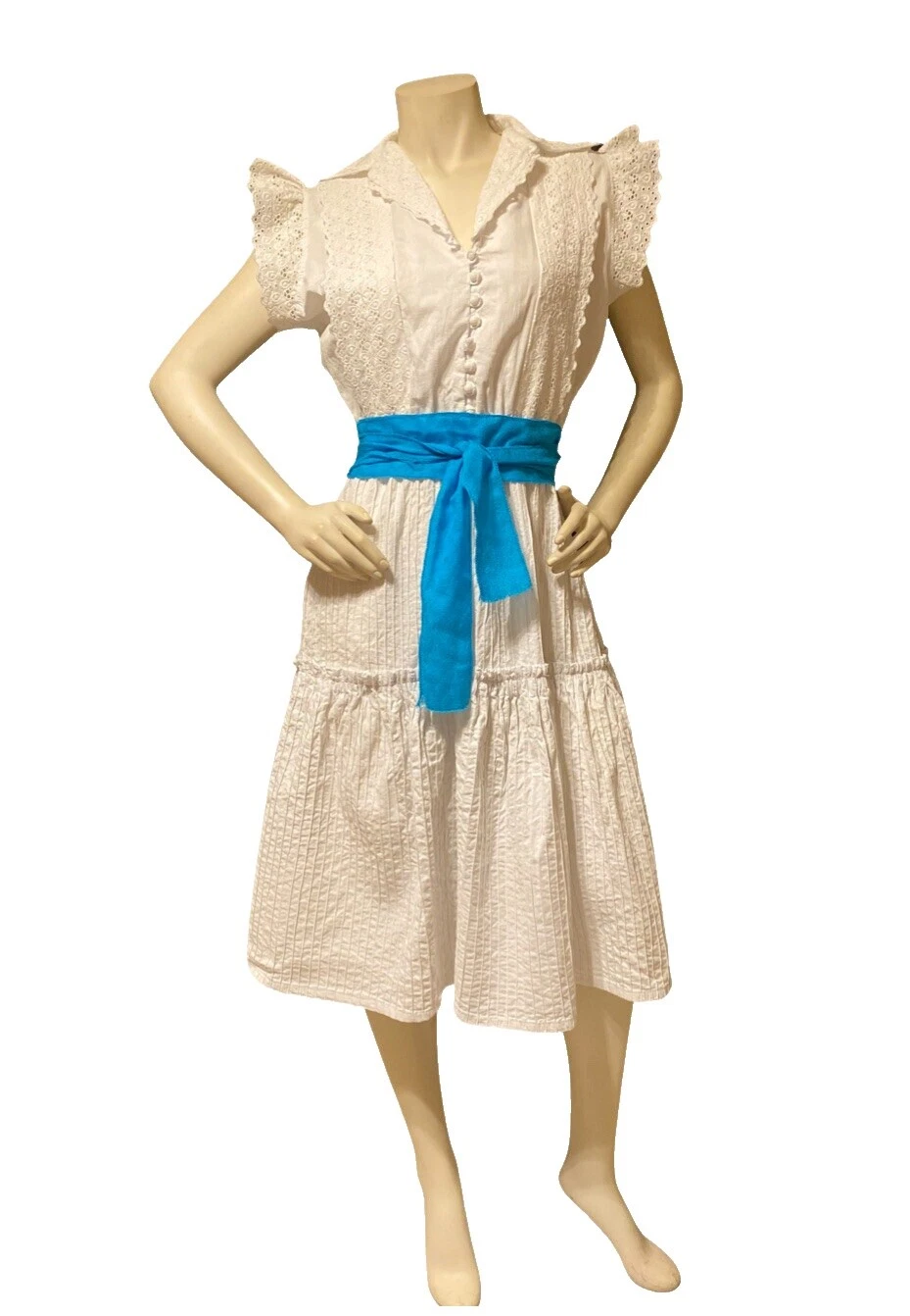 Vestidos Vintage 1970s en niveles de algodón para mujeres