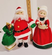 Vintage Santa Claus Mrs Claus 13" Figures Styrofoam Faces