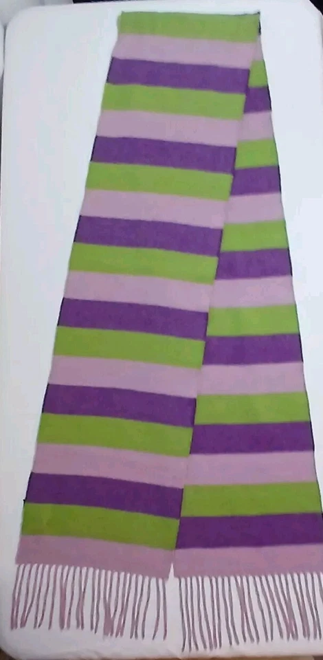 Bufanda de lana y cachemir diseñador CODELLO RAYAS geométricas púrpura flecos 83" X 10" Foto 2 de 4