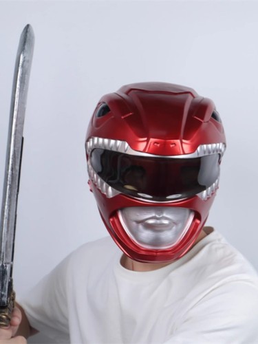 Bandai Mighty Morphin Power Rangers Legacy Red Ranger Helmständer im Maßstab 1:1 Neu - Bild 13 von 13