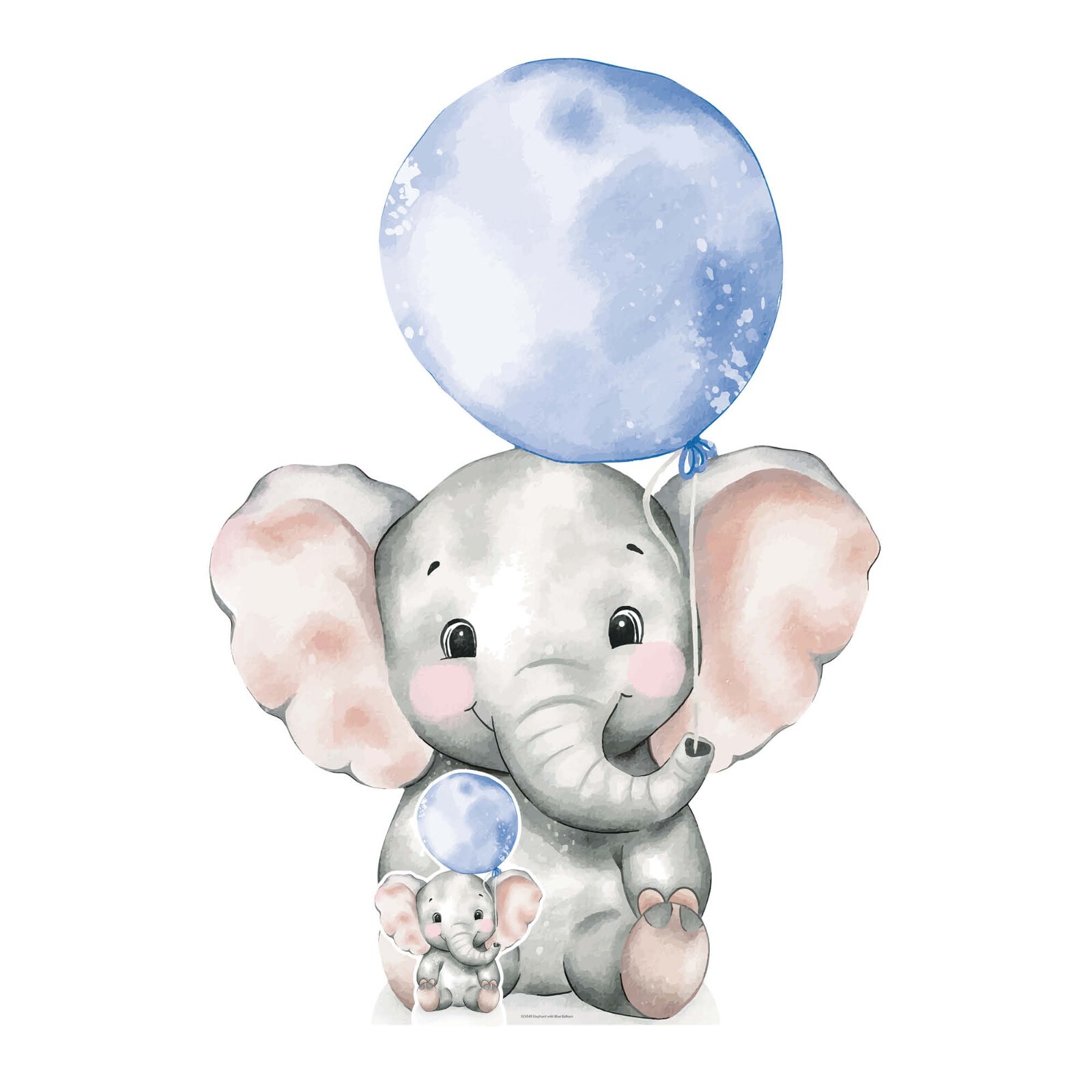 Elephant Blue Balloon Cardboard Cutout Cute Standee / Standup 133cm x 92cm