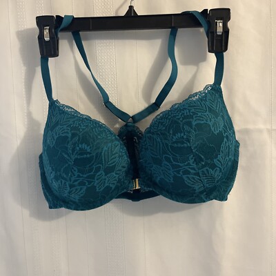 Auden  Lace Turquoise Very Sexy Push-Up Demi Coverage Racer Back Bra 34D