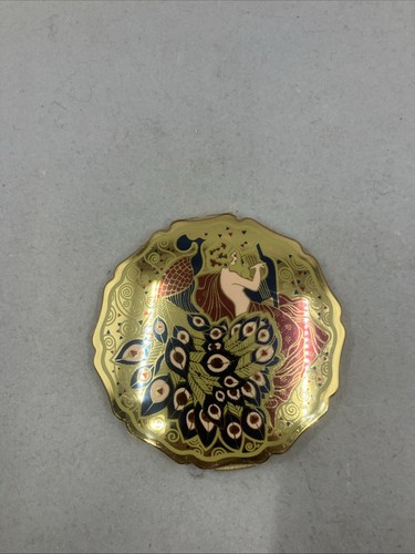 Vintage Powder Compact Stratton Art Deco Nouveau Muse Lady Peacock