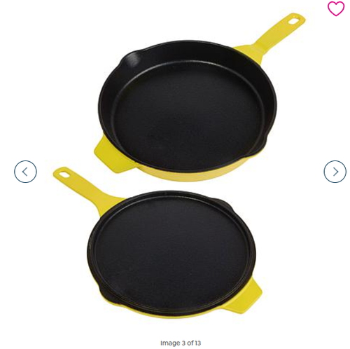 Kitchen HQ 2pc 10" Ceramic Nonstick Cast Iron Skillet w/10" Griddle