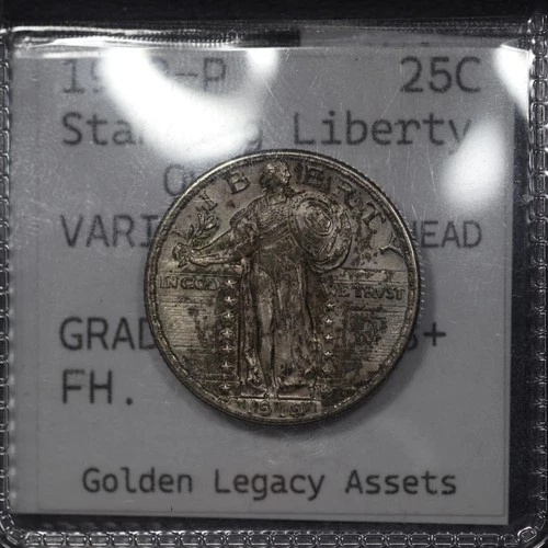 1919 P Standing Liberty Quarter - Gem BU MS+ FH Full Head - Sealed Flip #407