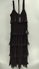 Lulus Black Tiered Pleated Maxi Dress L