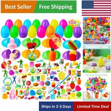 100 PCS Prefilled Easter Eggs with Fun Toy Assortment - Perfect for Kids' Hunts