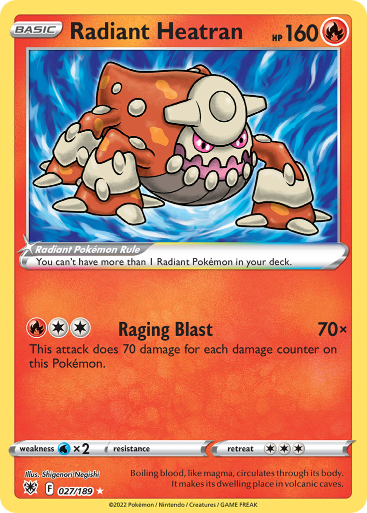 Radiant Heatran 027/189 Radiant Rare Astral Radiance Pokemon Holo NM/M