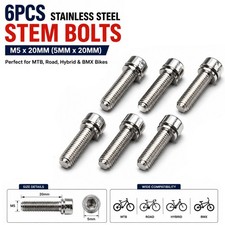 6PCS Stainless Steel STEM BOLTS MTB Road Hybrid BMX Bikes M5X18MM (5MM X 20 MM)