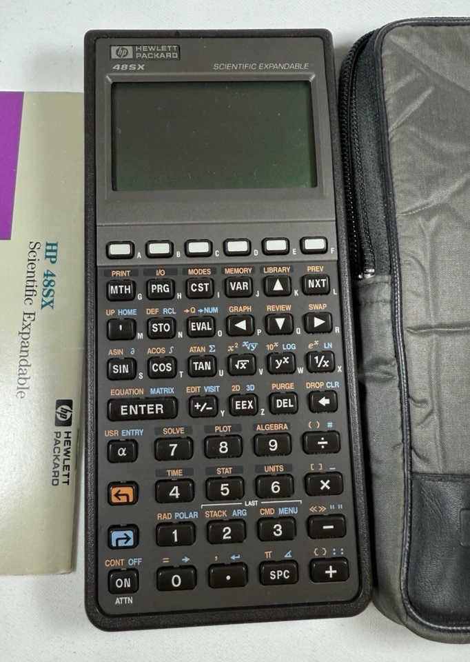 HP Hewlett Packard 48SX Calculator w/ Soft Case and Reference Guide - Image 3 of 4