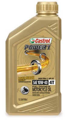 Castrol Power 1 Racing 4T Motorcycle Oil - 10W40 - 1qt. ATV/UTV Street Bike PWC
