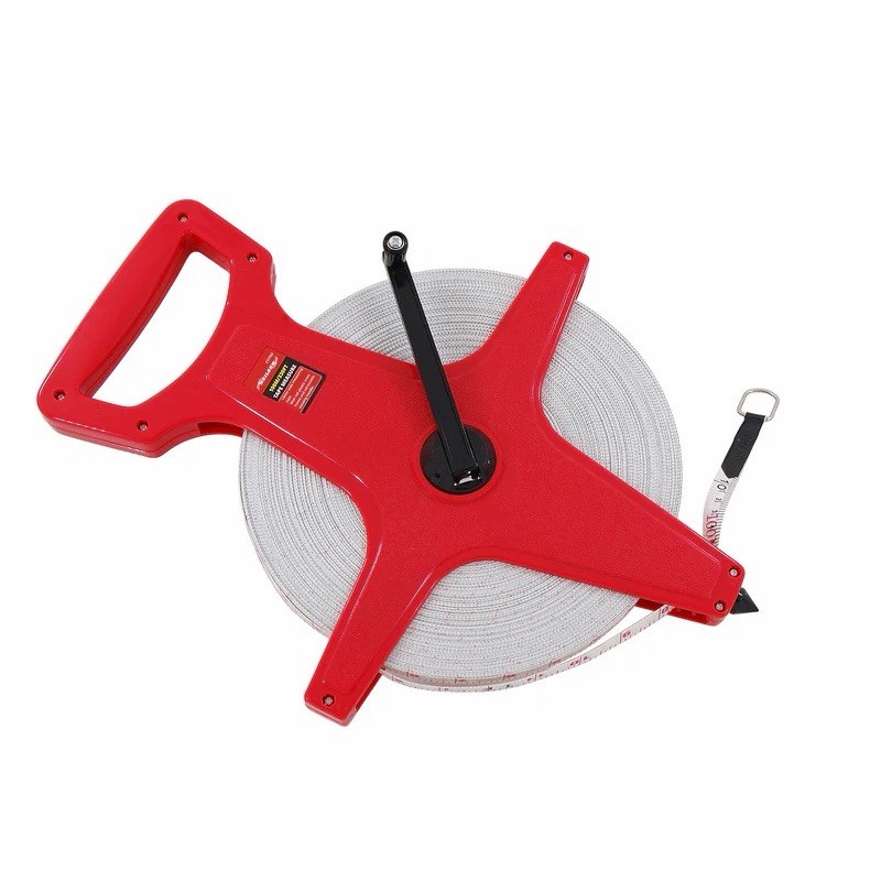 100m Tape Measure 330ft Heavy Duty Long Open Reel Fibreglass Surveyors Measuring