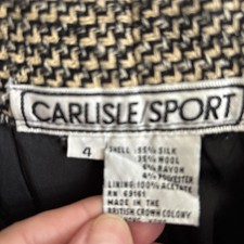 Carlisle Sport Black And Cream Pleated Front Tweed Pants Size 4