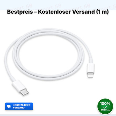 Apple Ladekabel zu USB-C Kabel 1 Meter iPhone 14 Pro Max/12/13/11/X/XS