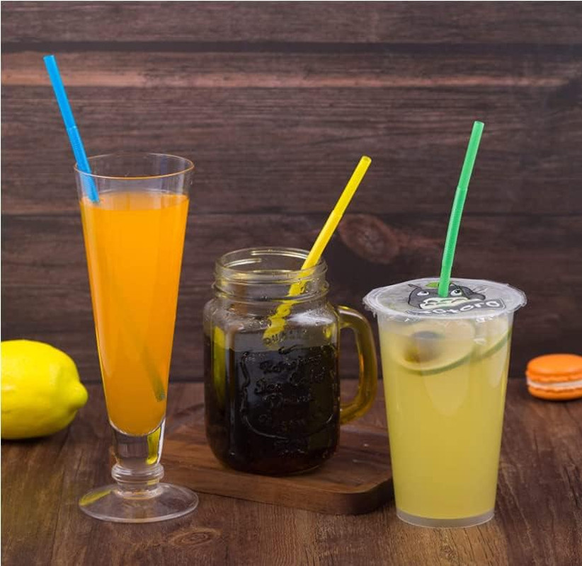 100 Pcs Flexible Colorful Plastic Drinking Straws 10.4 Bendable Disposable Party