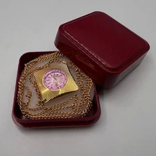 1970 Chaika Vintage USSR Women's Gilding AU Watch Pendant Working 17Jew Box