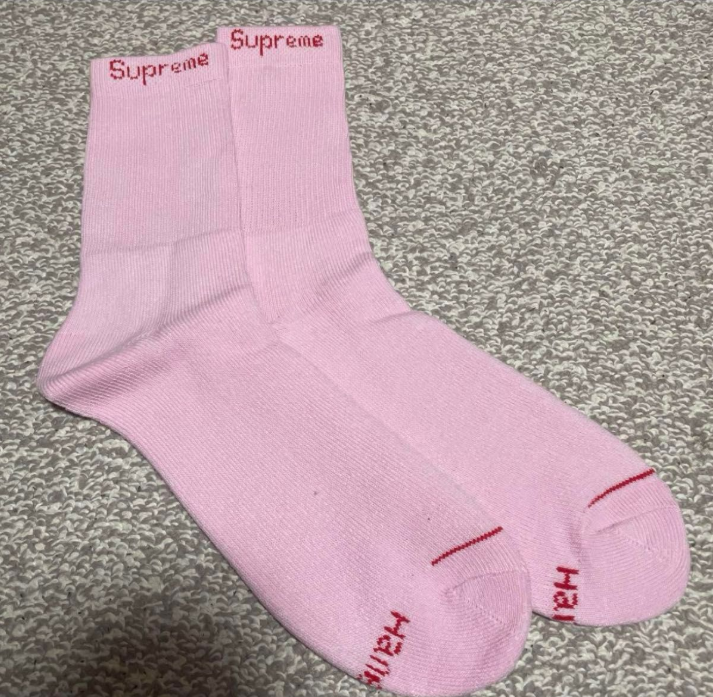 Pink Supreme Hanes Crew Socks 4 Pack Size 6-12 Unisex Streetwear