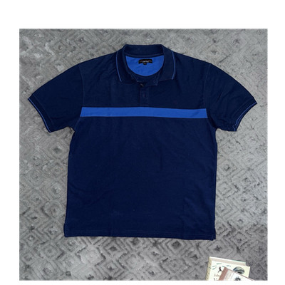 Gino Ferretti Men's Navy Blue Polo Shirt Short Sleeve Size L Logo Accent