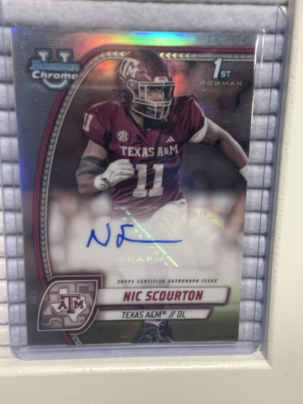 NIC SCOURTON 2024 Bowman Chrome U Silver Refractor Auto #/299 - Texas A&M