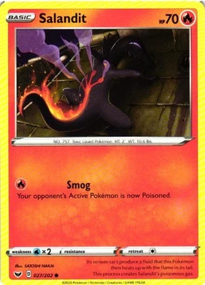 Salandit Normal 027/202 SWSH01: Sword & Shield Base Set NM - Image 1 of 2